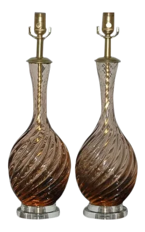 Marbro Murano Glass Lamps Peach