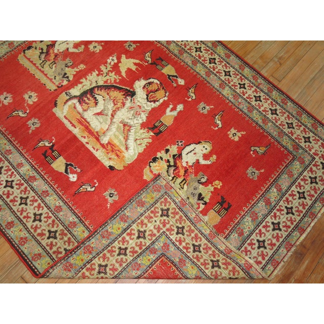 Antique Zabihi Collection Pictorial Dog Animal Karabagh Rug - 3'9" x 6'2" For Sale - Image 10 of 10