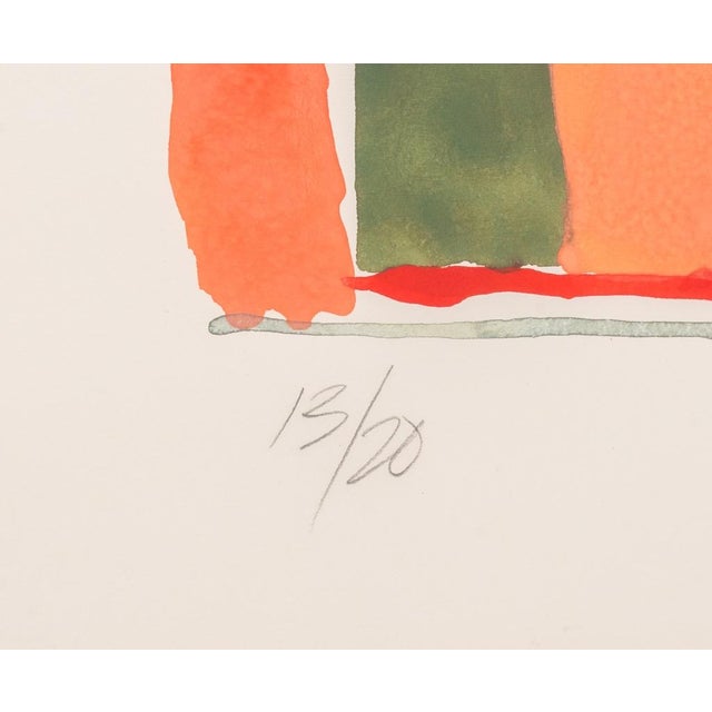 Larry Zox Abstract Composition in Salmon Pochoir For Sale - Image 4 of 5