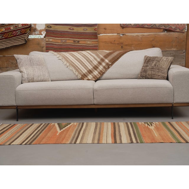 1970s Vintage Handmade Wool Cotton Terracotta Runner Rug For Sale - Image 9 of 11