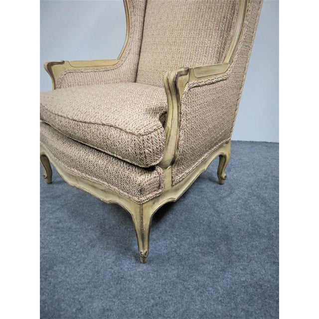 Mid 20th Century Louis XV Style Cream Wingback Chair For Sale In Philadelphia - Image 6 of 7