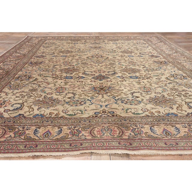 Tan Late 20th Century Vintage Persian Tabriz Rug - 08'04 X 11'07 For Sale - Image 8 of 9