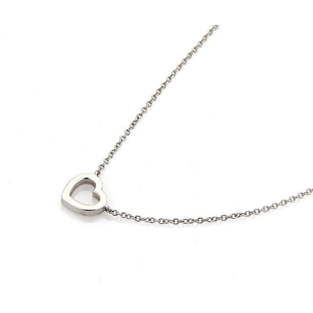 Tiffany and Co. Mid 20th Century Tiffany & Co. Metro Diamond 18k White Gold Heart Pendant Necklace For Sale - Image 4 of 7