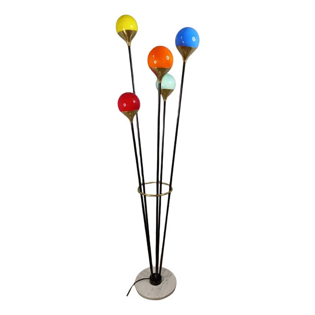 Iron, Brass & Marble Alberello Floor Lamp from Stilnovo For Sale