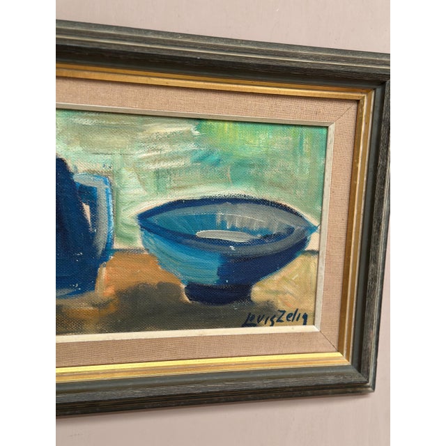 Louis Zelig, Kettle Bowl and Glass, 1950s, Oil Painting on Panel, Framed For Sale - Image 14 of 18