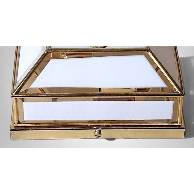 Mid 20th Century Italian Brass and Frosted Opaline Glass Flush Mount Ceiling Light For Sale - Image 9 of 18