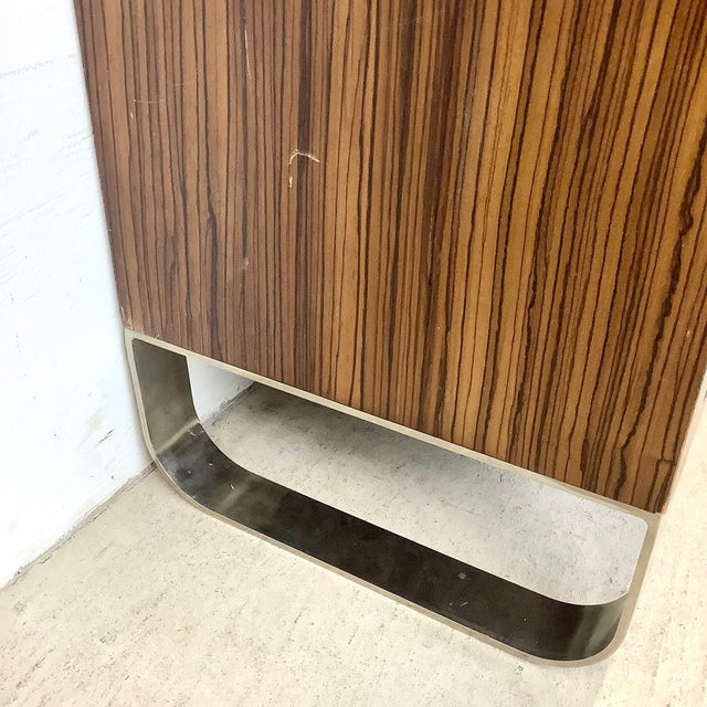 Modern Zebrawood Cubby Shelf With Chrome Sled Base, Fits Vinyl Records For Sale - Image 11 of 18