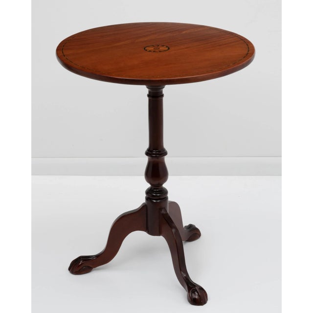 Chippendale Style Solid Mahogany Tilt Top Table Stand Pinwheel Ball & Claw Early 20th Century For Sale - Image 13 of 13