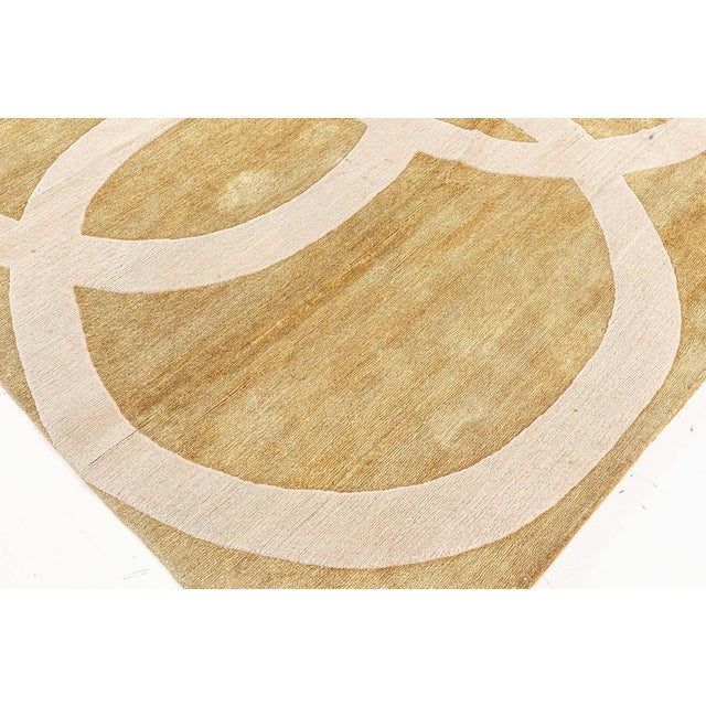Modern Art Deco beige and gold quantum circles rug by Doris Leslie Blau. Size: 8'0" × 10'3" (243 × 312 cm) The...