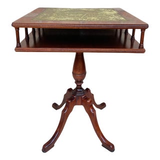 19th Century Regency Wood Game Table with Green Leather Top, 1890s For Sale
