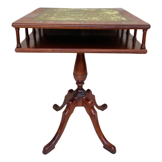 19th Century Regency Wood Game Table with Green Leather Top, 1890s For Sale