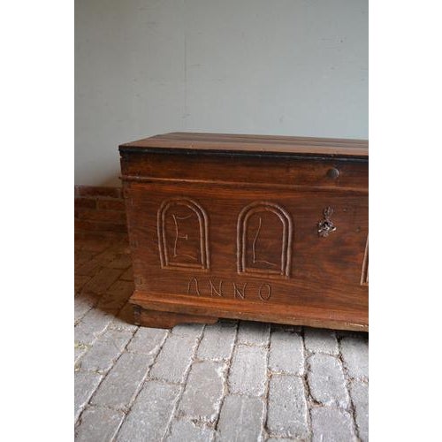Antique Oak Blanket Chest For Sale - Image 3 of 10
