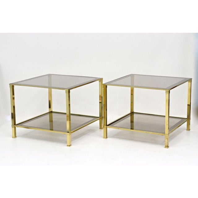 Late Mid-Century Regency Brass Side Table in Smoked Glass, Italy, 1970 For Sale - Image 17 of 18
