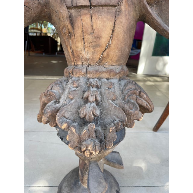1940s 1940s Hand-Carved Wooden Religious Sculpture Fragment For Sale - Image 5 of 8
