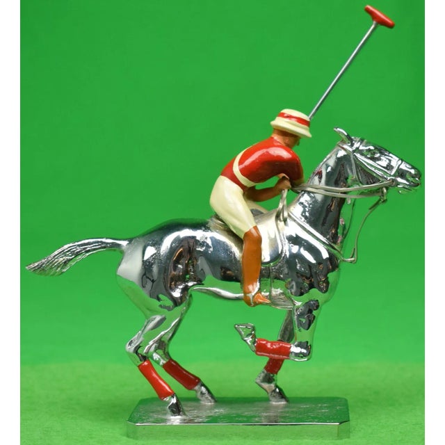 Late 20th Century Lejeune Chrome Polo Pony & Player With Red Stripe Jersey Colour Car Mascot For Sale In New York - Image 6 of 6