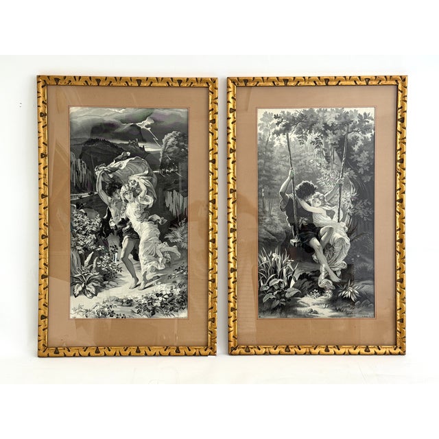 An exceptional pair of investment grade late 19th to early 20th C French woven silk tapestries by the legendary weavers,...