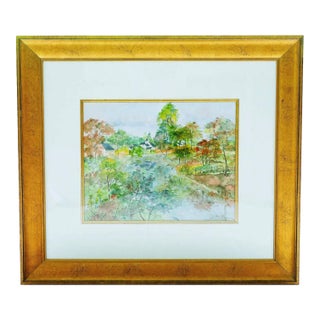 Late 20th Century Mc Boisson - Countryside Landscape, Watercolor on Paper For Sale