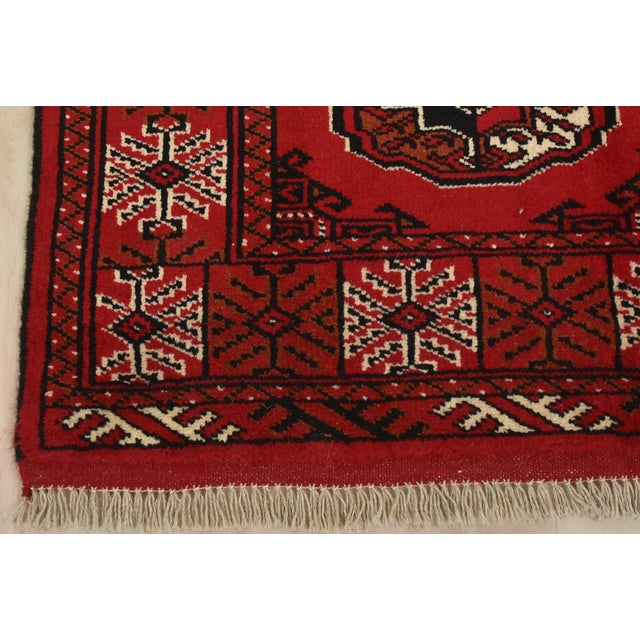Red Turkmen Runner 2’6” X 9’10” Red Wool Vintage Tribal Hand-Knotted Rug For Sale - Image 8 of 11