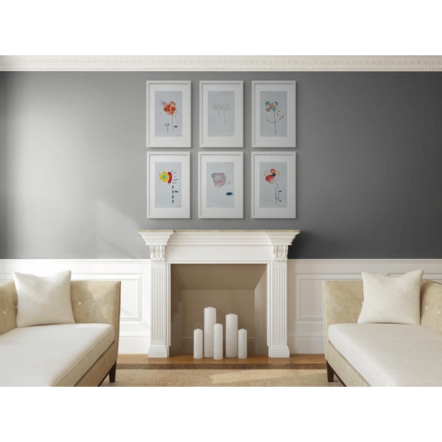Set of 6 - Organic Modern Original Flower Paintings by Diane Grant. Oil and pencil on high quality 'Hahnemuhle' Canvas...