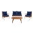 Deacon 4 Piece Living Set - Natural/Navy Blue For Sale