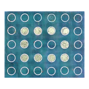 Turquoise With Dots - Textural Abstract Geometric Colorful Oil Painting Original Artwork by Petra Rös-Nickel