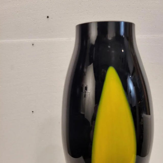 Black and Yellow Vase in Blown Glass, 1970s For Sale - Image 15 of 18