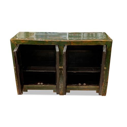1960s Distressed Green Double Doors Sideboard For Sale - Image 4 of 7