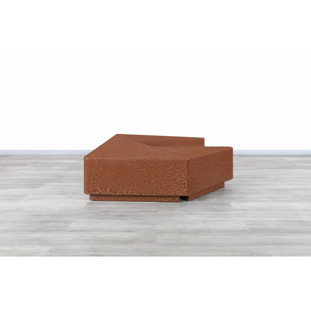 Coffee Vintage Hand-Painted Craquelure Geometric Coffee Table, 1970s For Sale - Image 8 of 13