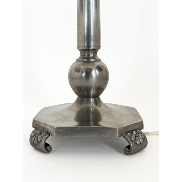 Swedish Grace Pewter Lamp by Jakob Engman for Gab Guldsmedsaktiebolaget, 1933, in Good conditions. Designed 1920 to 1949...