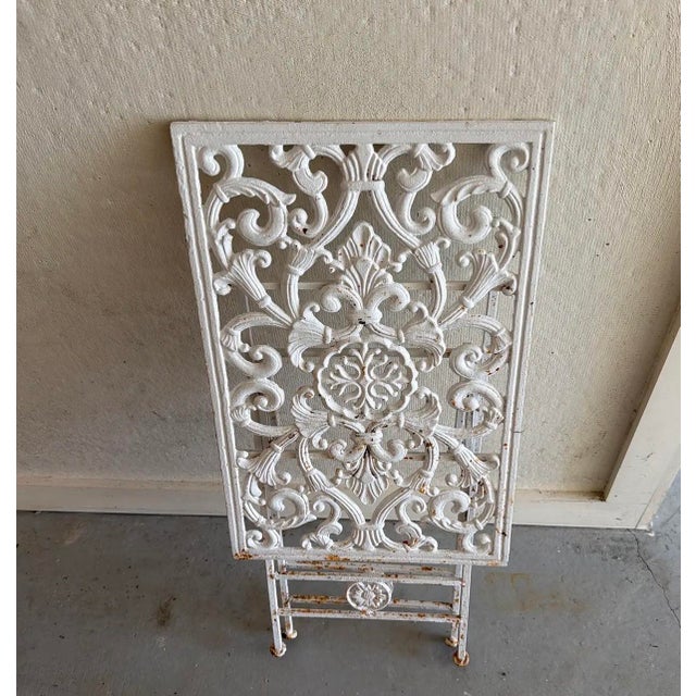 Mid 20th Century Shabby Chic Ornate Folding Metal Side Table For Sale In New York - Image 6 of 6