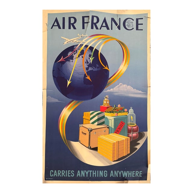Alph Dehedin - Air France: Carries Anything Anywhere, C. 1950s, Offset Lithograph Travel Poster on Paper For Sale