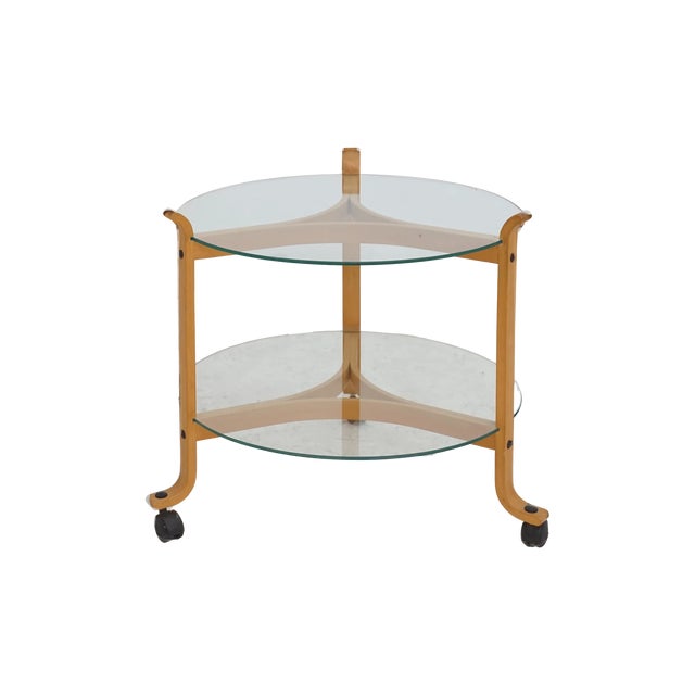 Mid 20th Century Danish Beech and Glass Two-Tier Table For Sale - Image 4 of 8