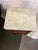 An English Aesthetic Movement Faux Bamboo Marble Top Nightstand, circa 1860-80. the overhanging white marble top above a...