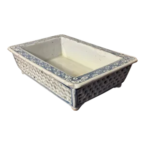 19th Century Chinese Blue & White Porcelain Rectangular Planter or Cachepot Jardiniere