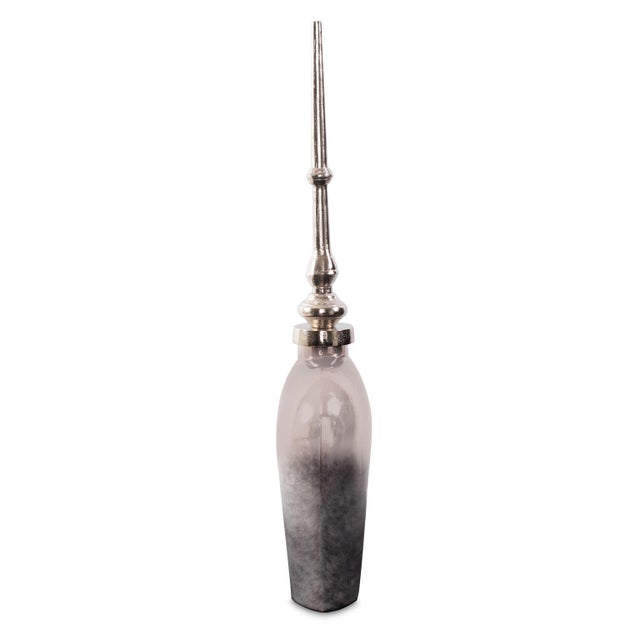 2020s Venetia Ebony Glass Bottle with Aluminium Spired Lid - Short For Sale - Image 5 of 11