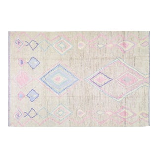 Moroccan Hand Knotted Wool Rug, 9'10"x13'9" For Sale