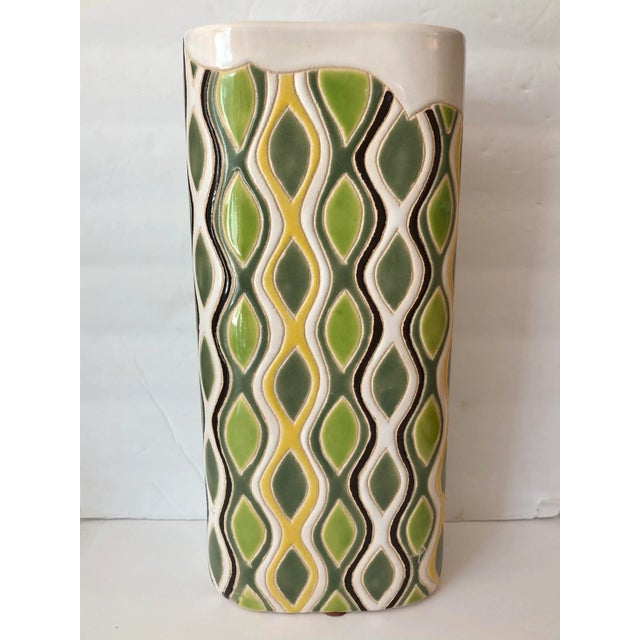 Mid-Century Modern Retro Ceramic Vase With Geometric Pattern, 1960s For Sale - Image 3 of 10