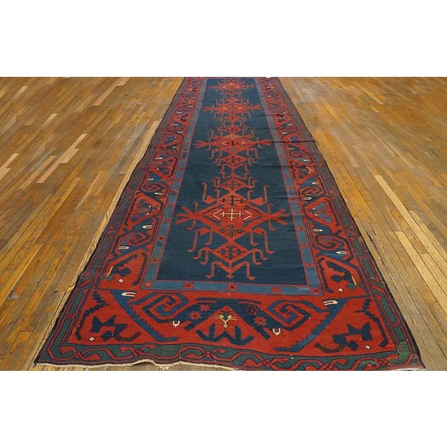 Antique Caucasian, Kilim rug, size: 4'9" x 17'0". The dimensions of this mansion befitting Avar kilim from the northeast...