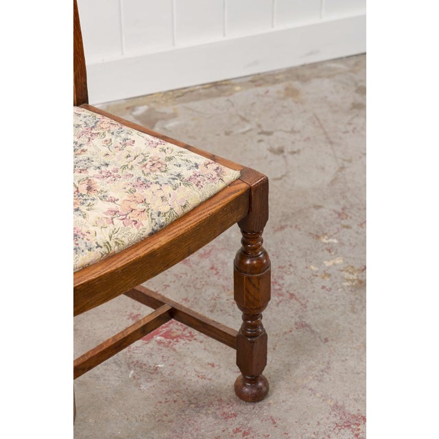 1930s Antique English Oak Carved Back Chair For Sale - Image 5 of 10