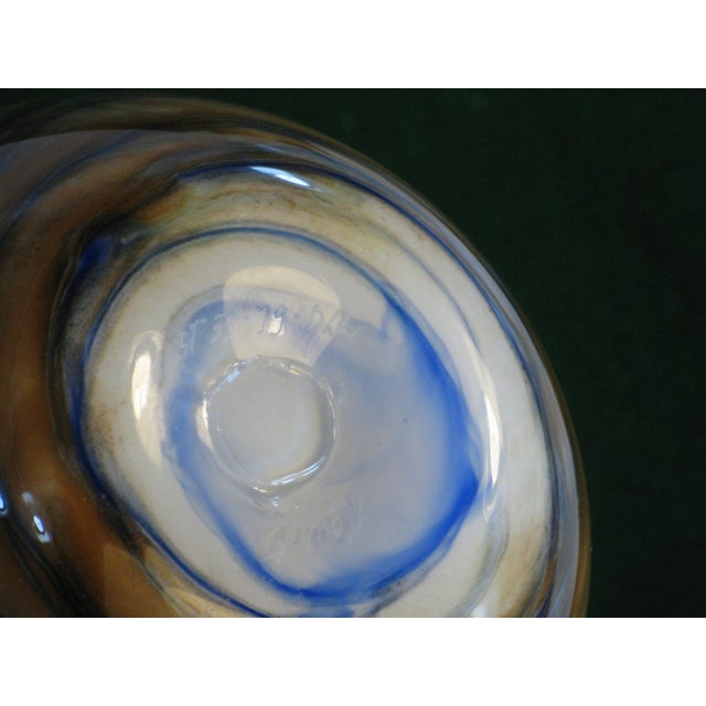 Contemporary Late 20th Century Art Glass Vase Micheal Nourot Cased Rust and Blue For Sale - Image 3 of 13