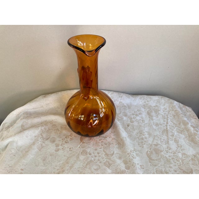 Blenko Midcentury Blenko Giant Swirl Pitcher For Sale - Image 4 of 5