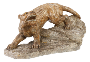 Belgian Artist, Large Statue of a Lynx, 1960s, Marble