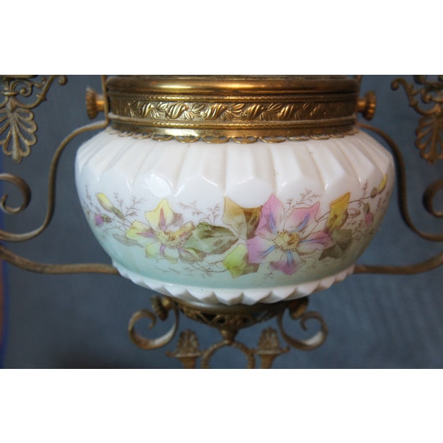 White Antique Victorian Converted Hurricane Parlor Oil Lamp Pendant Light Chandelier For Sale - Image 8 of 18