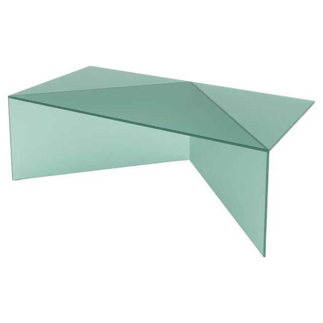Glass Green Satin Glass Poly Square Coffe Table by Sebastian Scherer For Sale - Image 7 of 7