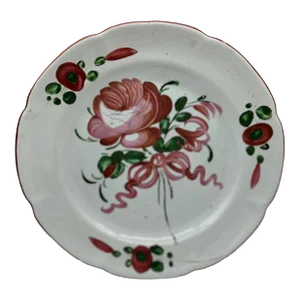 Antique 19th Century French Faience Floral Tin Glazed Earthenware Plate