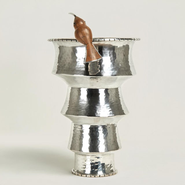 Mid-Century Modern Vintage Silver Plate Vessel With Humming Bird by Emilia Castillo For Sale - Image 3 of 12