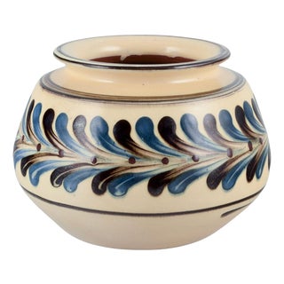 Handmade Ceramic Vase with Cow Horn Technique from Kähler, Denmark, 1930s For Sale