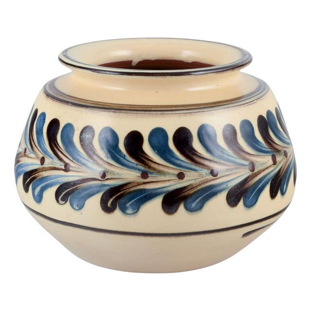 Handmade Ceramic Vase with Cow Horn Technique from Kähler, Denmark, 1930s For Sale