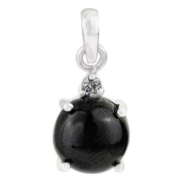 5.71 Ct Single Stone Black Star & Zircon Classic Drop Pendant For Sale