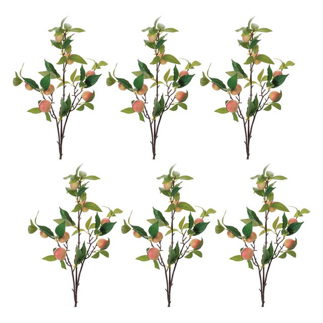 2020s Peach Fruit Foliage Branch (Set of 6) For Sale - Image 5 of 5